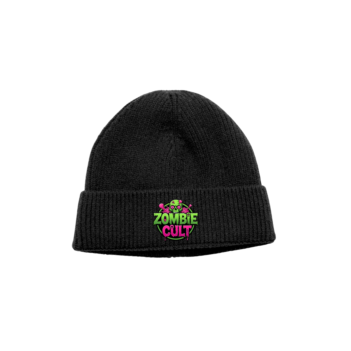Black Knit Rib Beanie