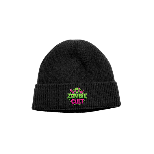 Black Knit Rib Beanie